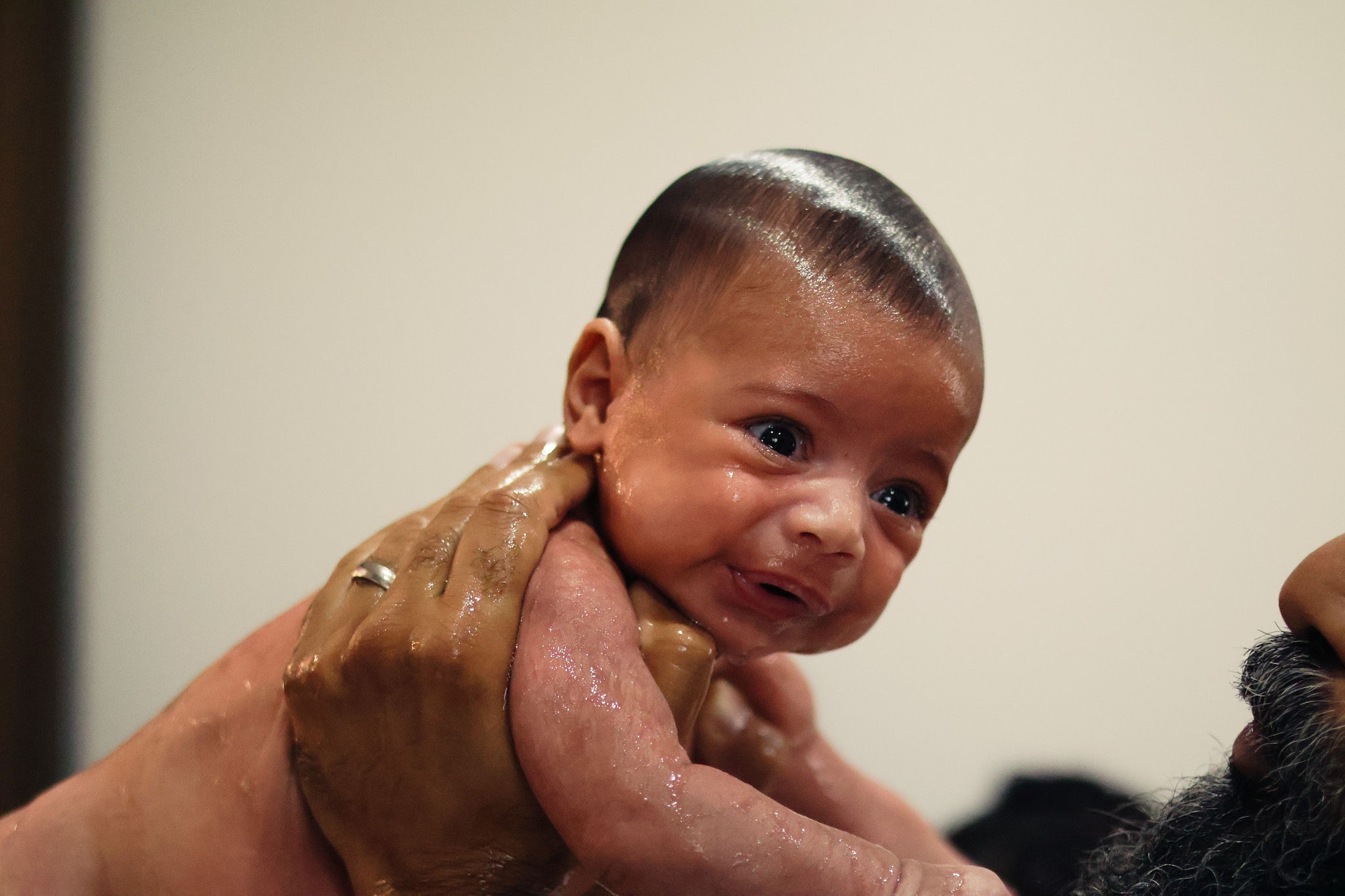 Baby during the baptism ceremony