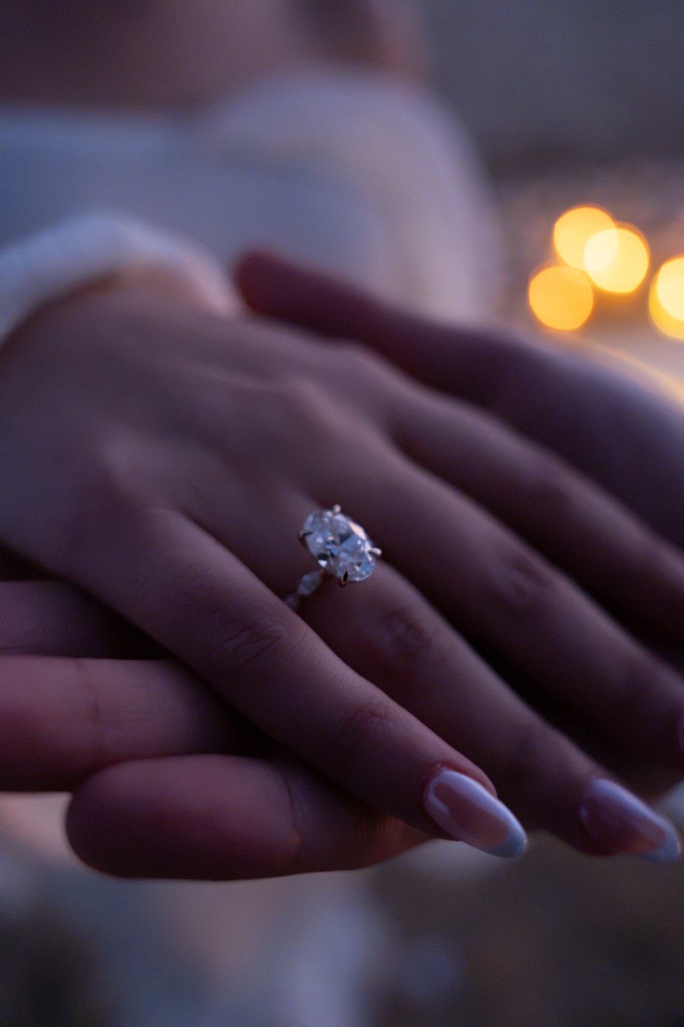 Close-up photograph of the engagement ring